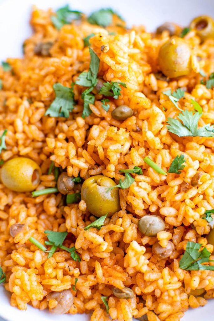 WHAT IS SPANISH RICE WITH PIGEON PEAS AND OLIVES?